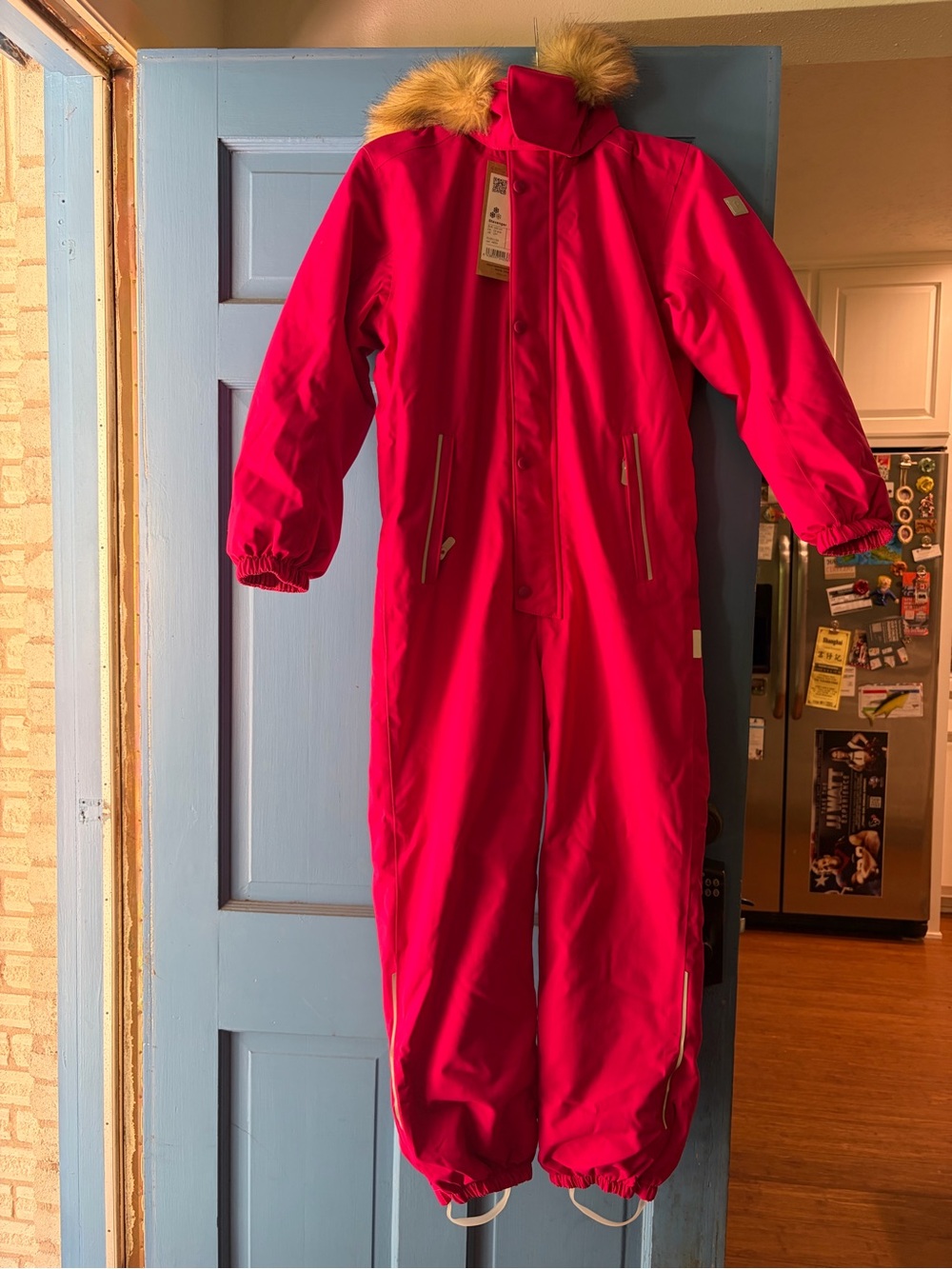 NWT Reima One-Piece Snowsuit or Ski with Faux Fur Hood - Bright Pink